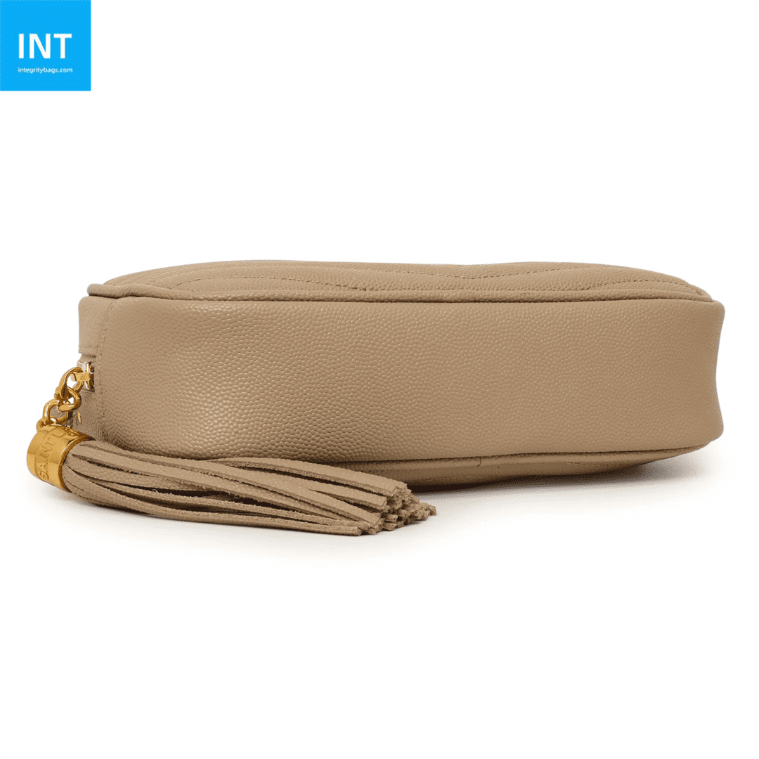 Sa1nt Lau*nt Calfskin Matelasse Monogram Lou Camera Bag Dark Beige