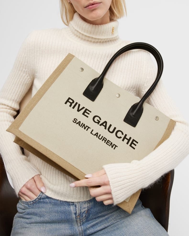 Sa1nt Lau*nt Rive Gauche Small Tote in Canvas