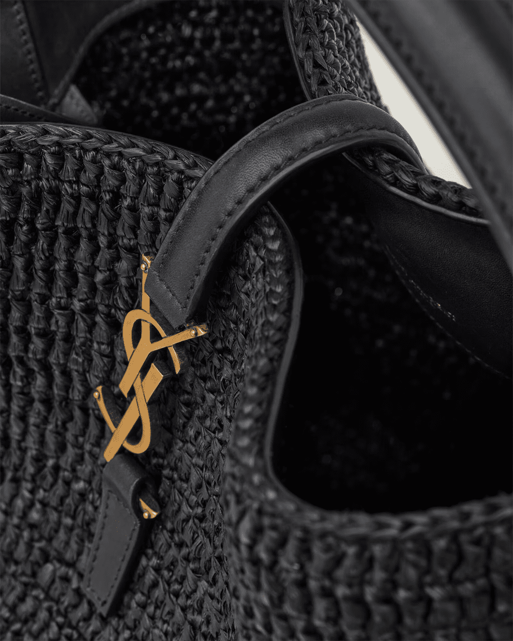 Sa1nt Lau*nt le 37 in woven raffia and vegetable-tanned leather