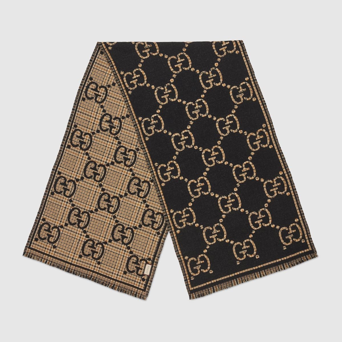 Gvc*1 Check GG wool scarf