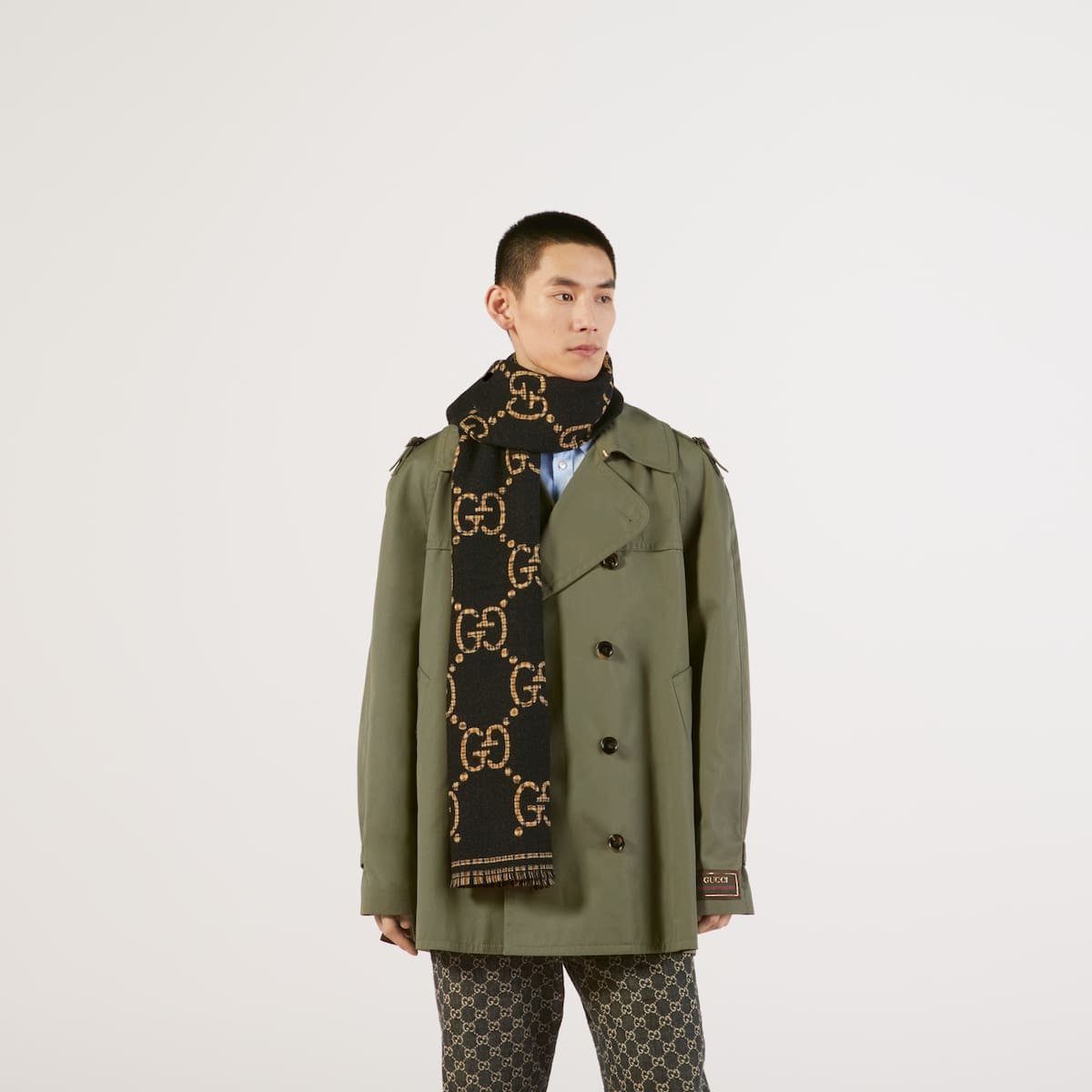 Gvc*1 Check GG wool scarf