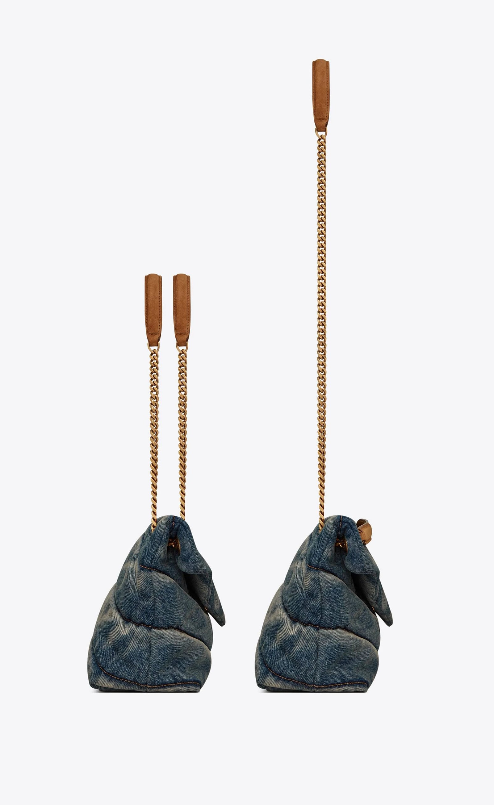 Sa1nt Lau*nt Denim LouLou Puffer Bag