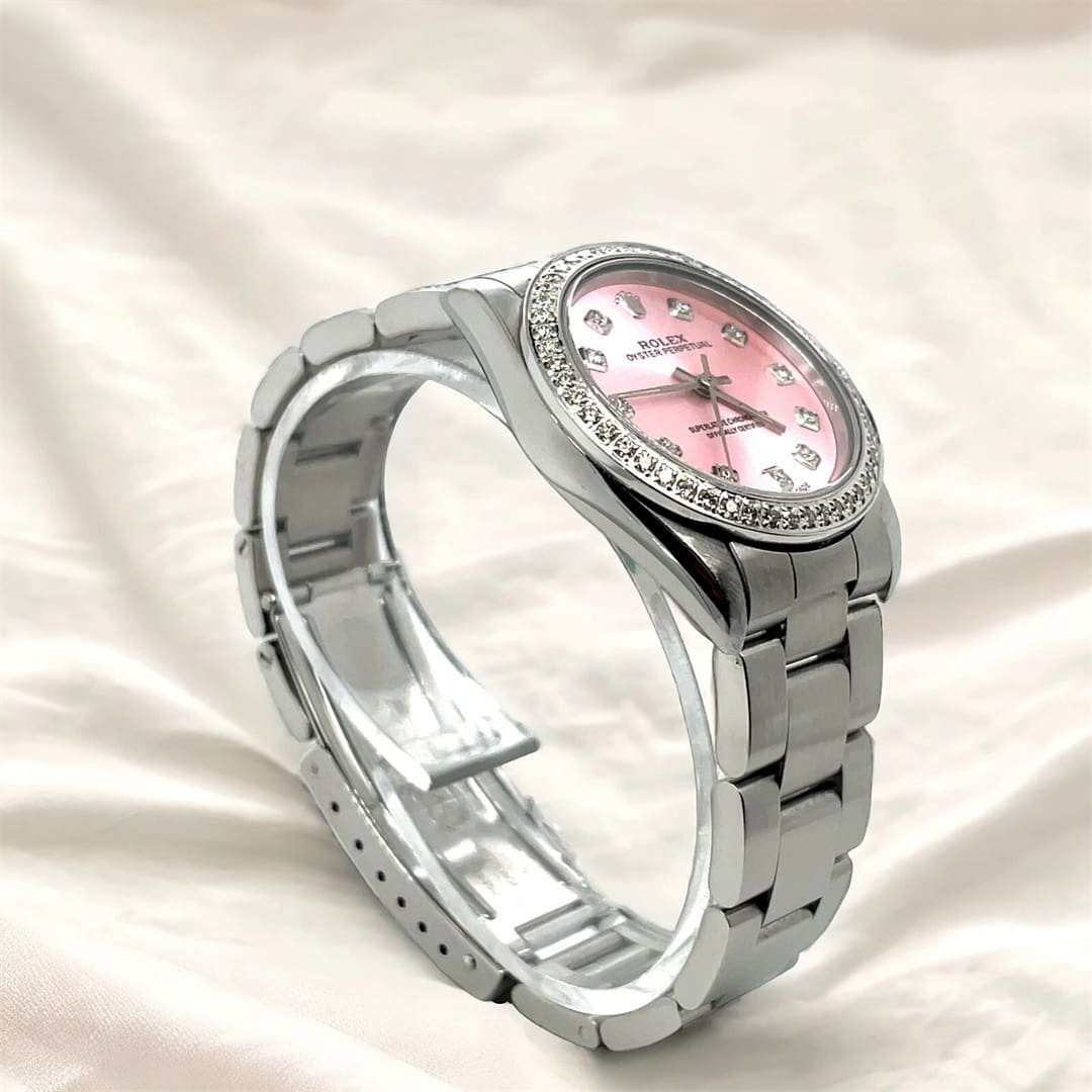 R01ex Oyster Perpetual 31mm 1.50ct D1am0nds Pink Dial Steel Automatic Watch