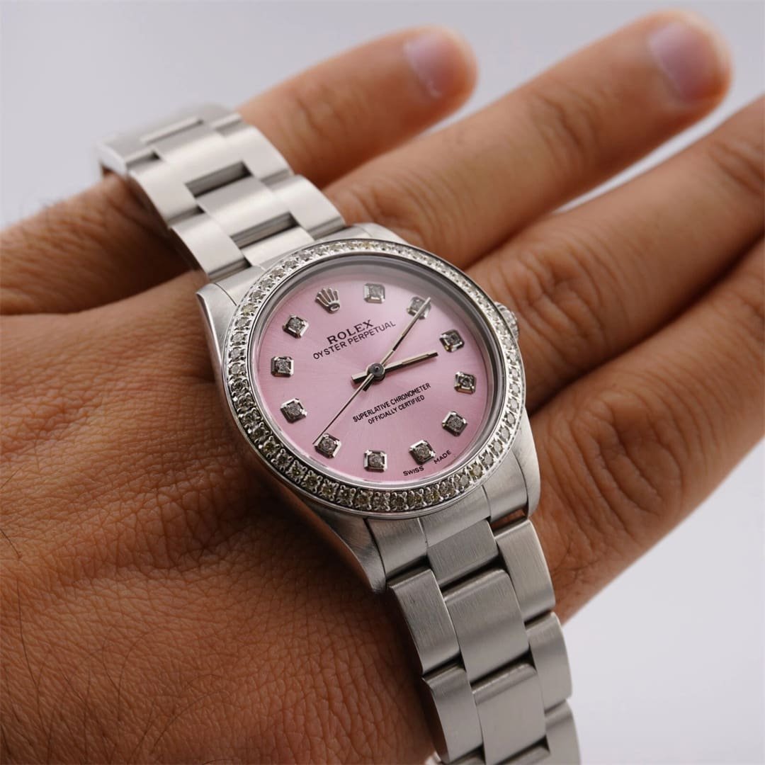 R01ex Oyster Perpetual 31mm 1.50ct D1am0nds Pink Dial Steel Automatic Watch