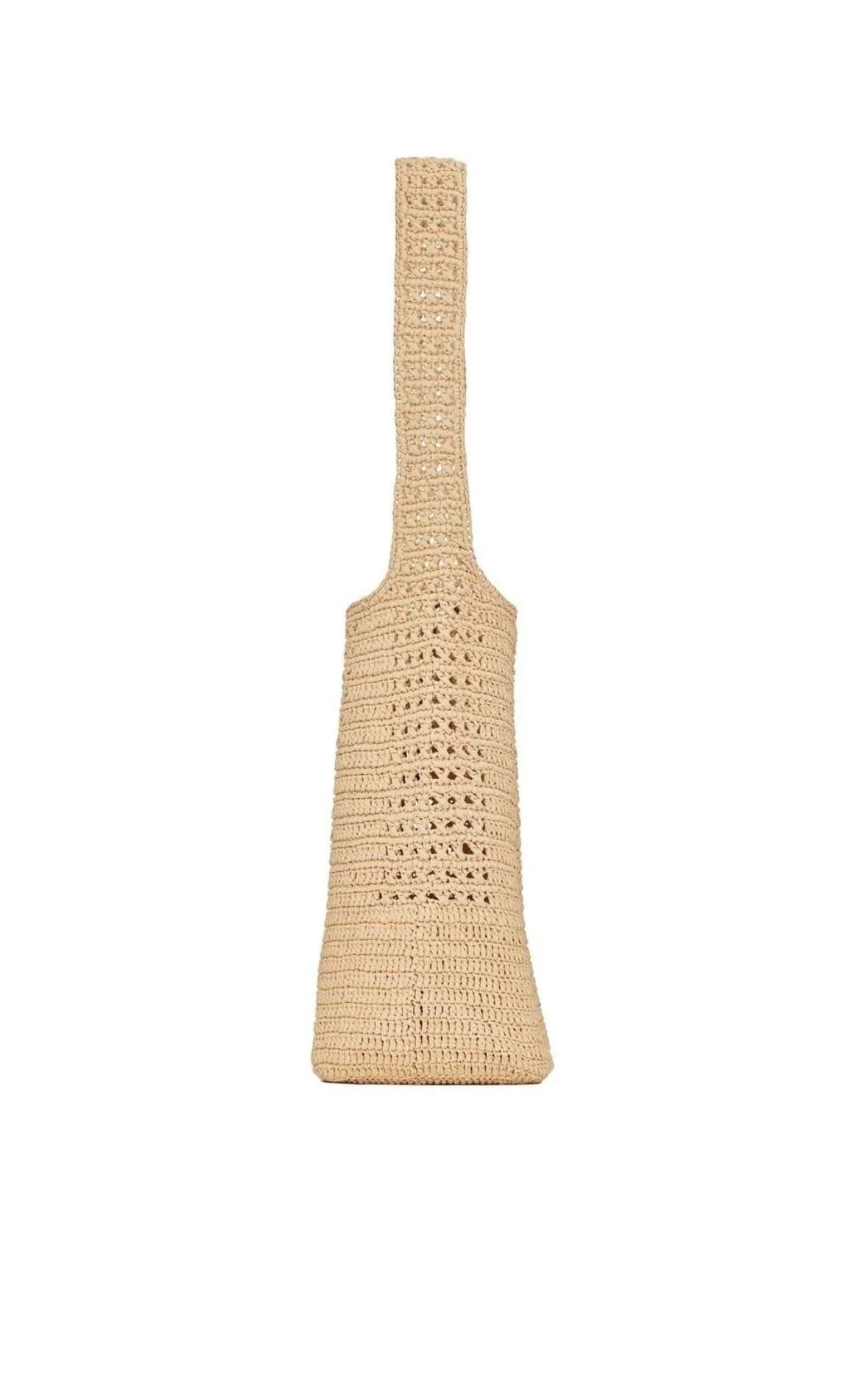 Sa1nt Lau*nt Le 5 À 7 in Raffia Crochet and Smooth Leather