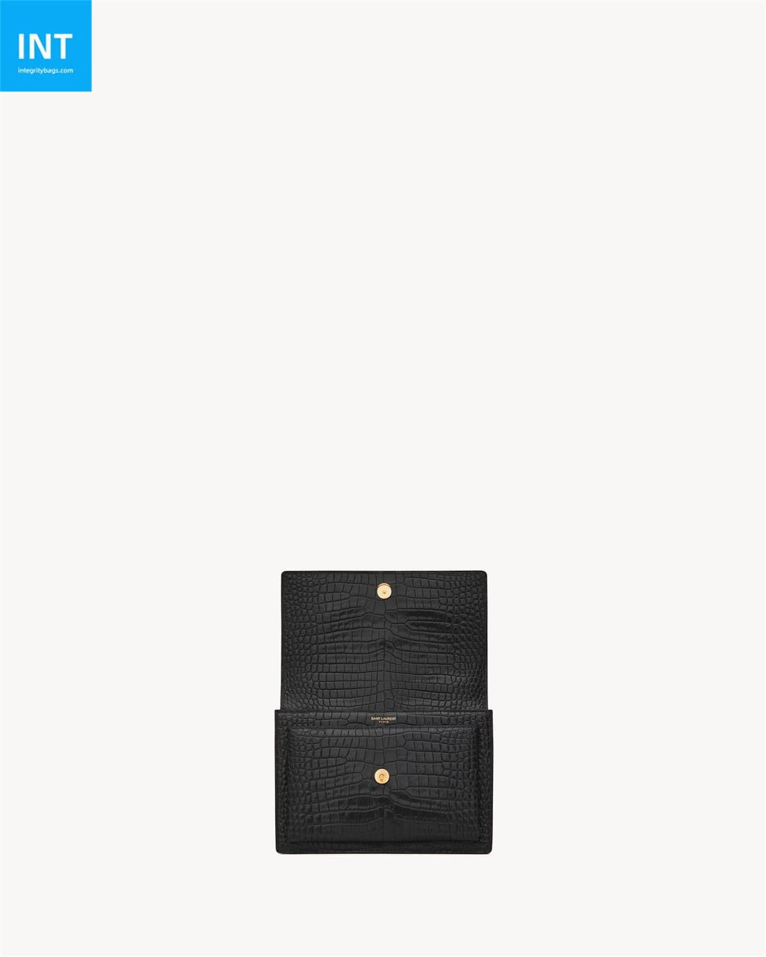 Sa1nt Lau*nt SUNSET MEDIUM IN CROCODILE-EMBOSSED LEATHER