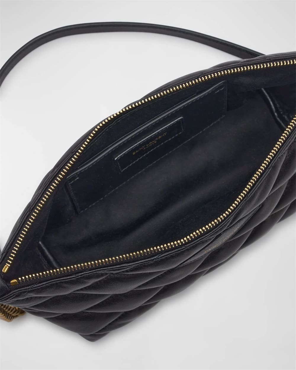 Sa1nt Lau*nt Ziptop Mini Shoulder Bag in Quilted Smooth Leather