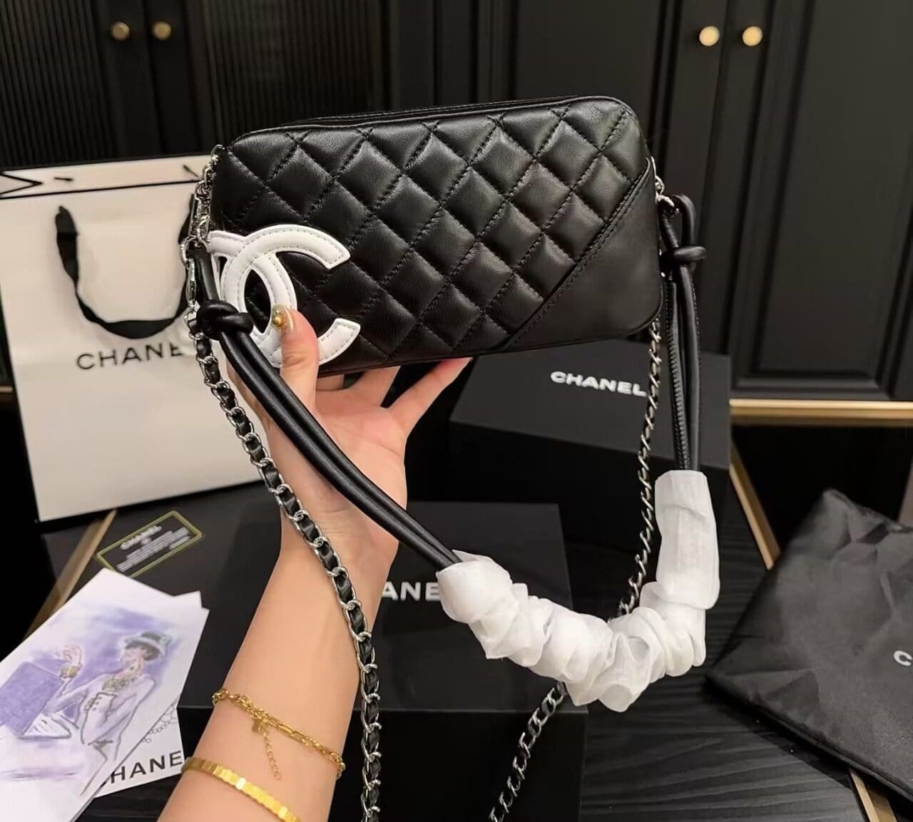 Ch**el Cambon leather handbag