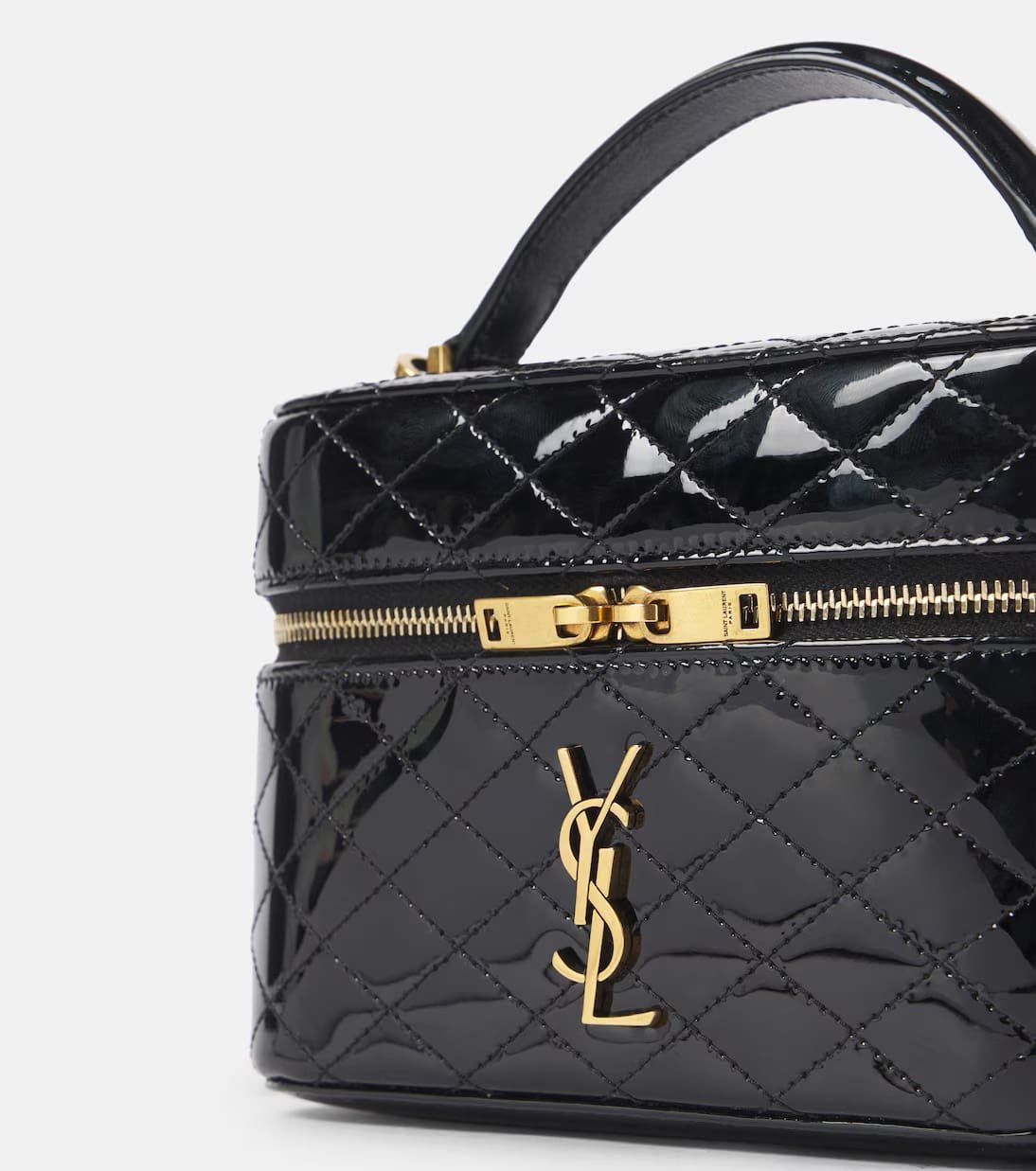 Sa1nt Lau*nt Gaby quilted patent leather vanity bag