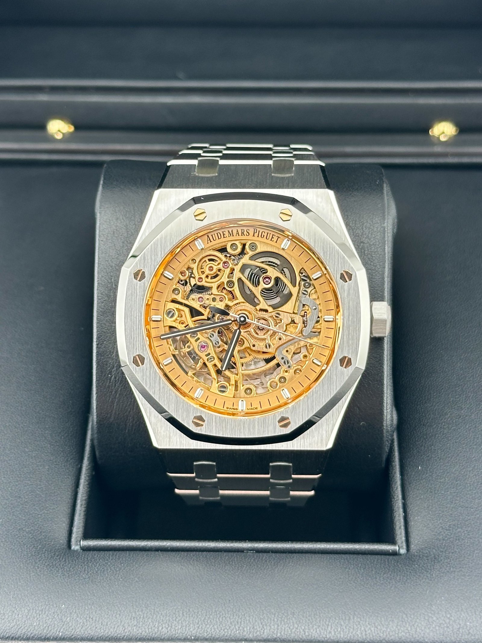 Audemars P1g*et Royal Oak 15407ST.OO.1220ST.02 Double Balance Wheel Stainless Steel Openworked Pink Gold-Toned Dial 41mm