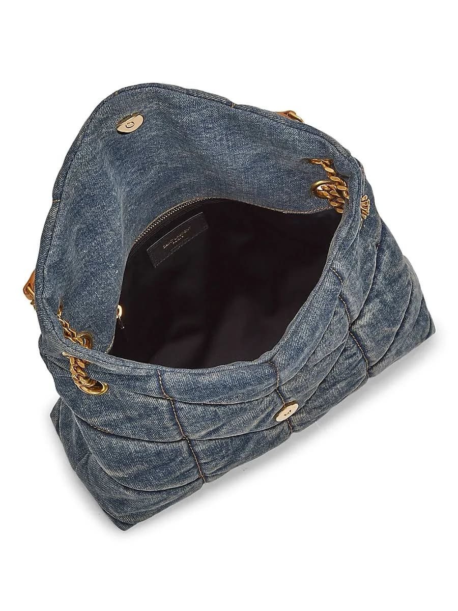 Sa1nt Lau*nt Denim LouLou Puffer Bag