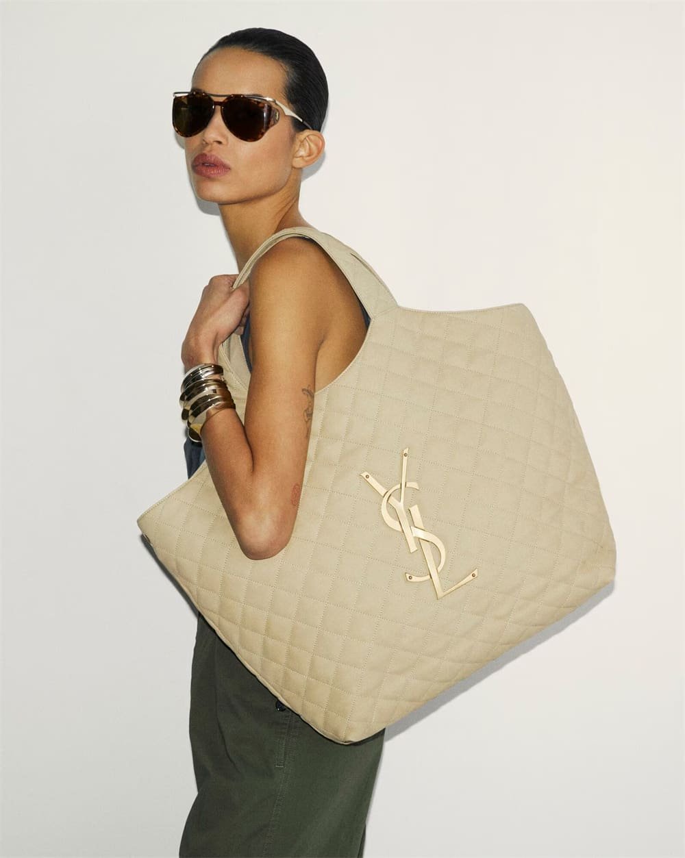 Sa1nt Lau*nt Nubuck Suede Quilted Maxi Icare Shopping