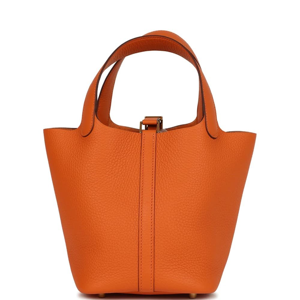 H**me5 Picotin Lock 18 Orange Clemence Gold Hardware