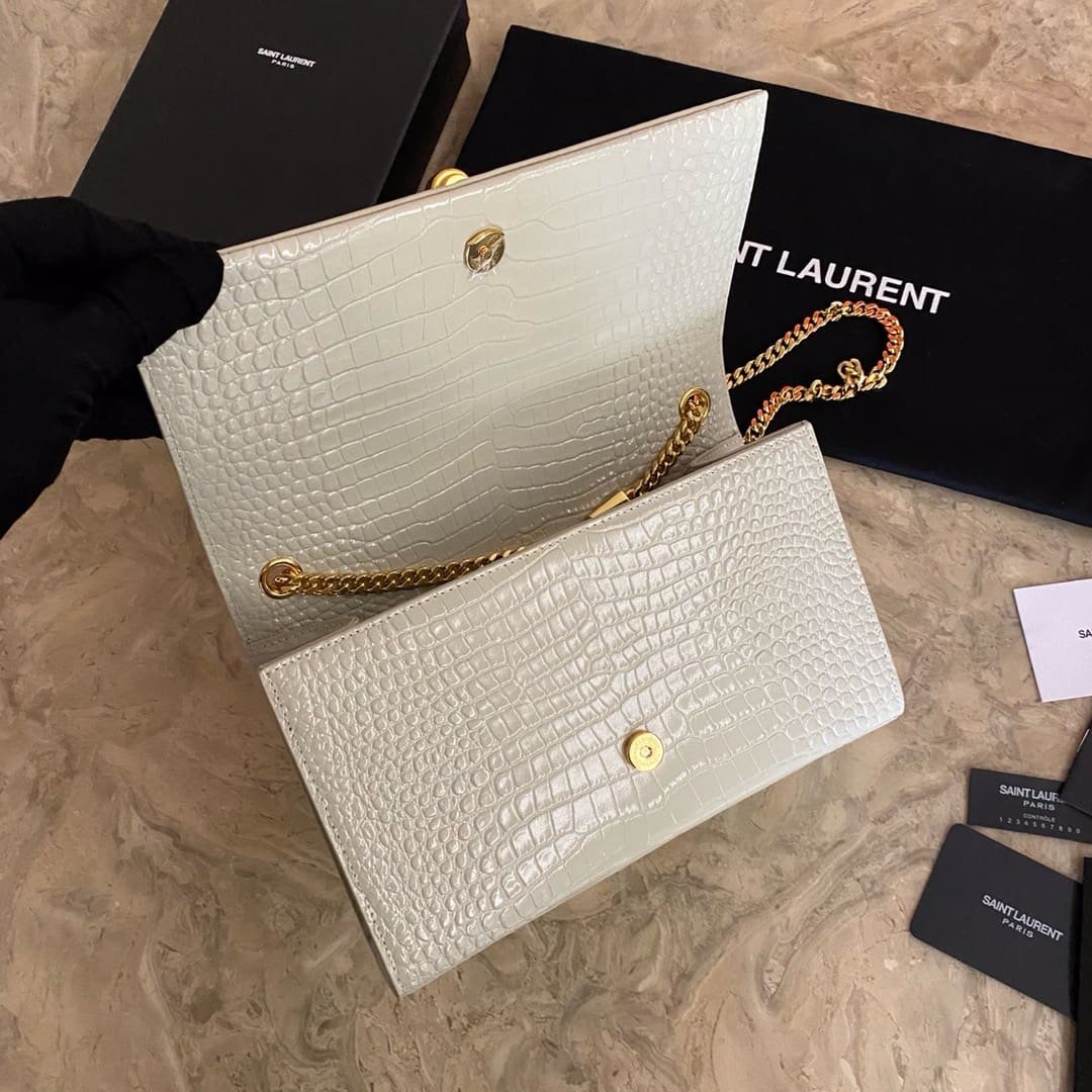 Sa1nt Lau*nt KATE SMALL TASSEL IN CROCODILE-EMBOSSED LEATHER