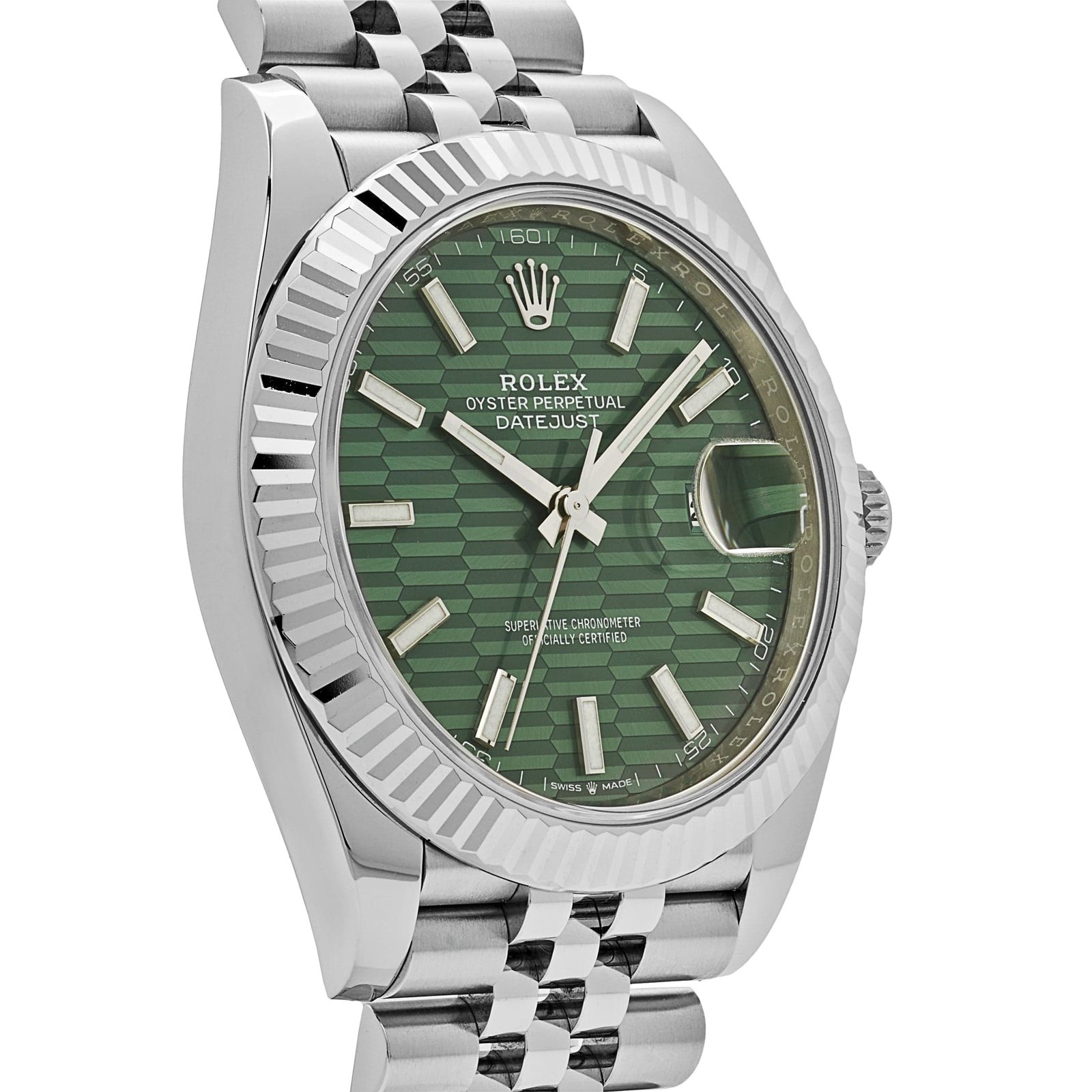 R01ex Datejust 41 126334 Stainless Steel Fluted Motif Green Dial Jubilee