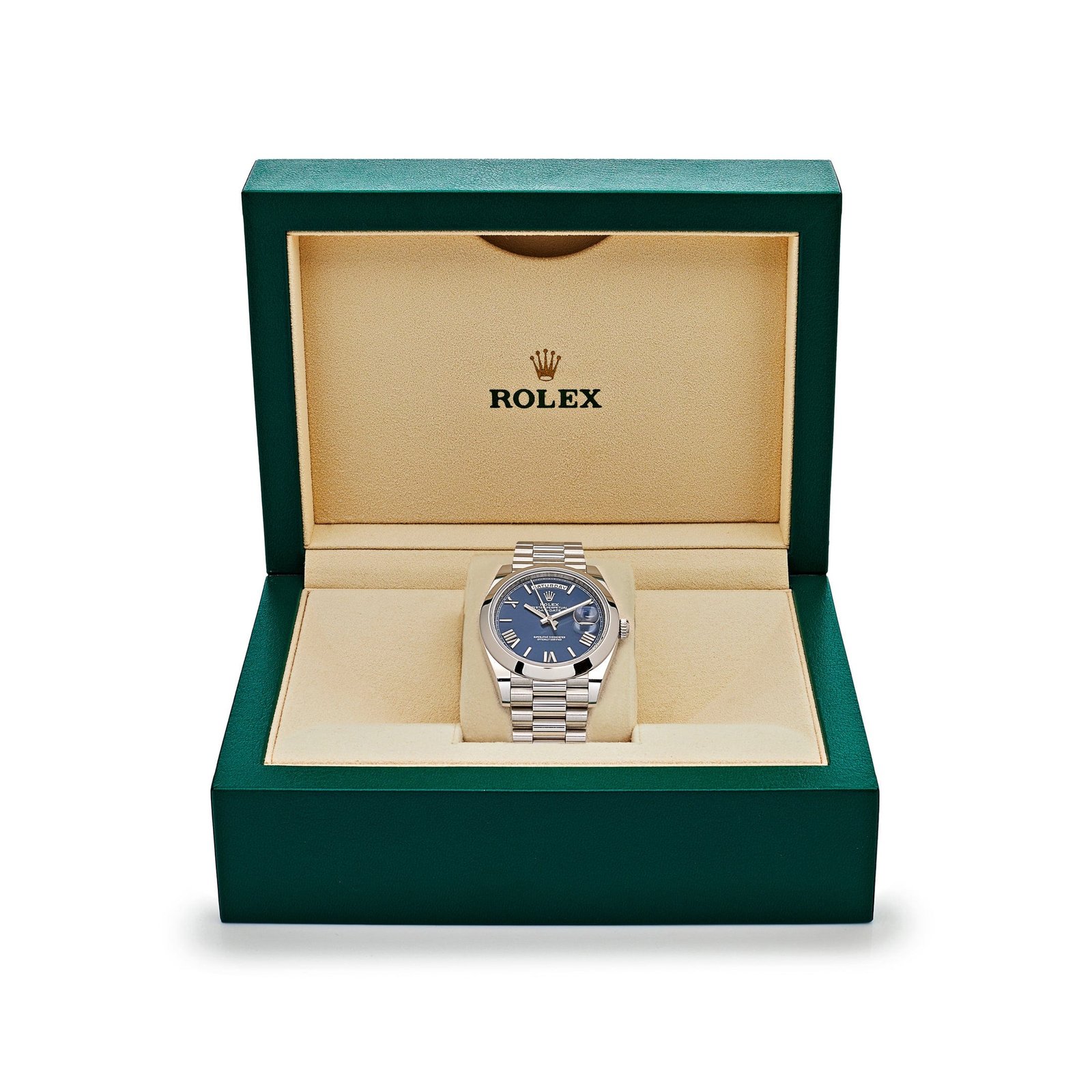 R01ex Day-Date 40 228206 Platinum Blue Dial (2022)