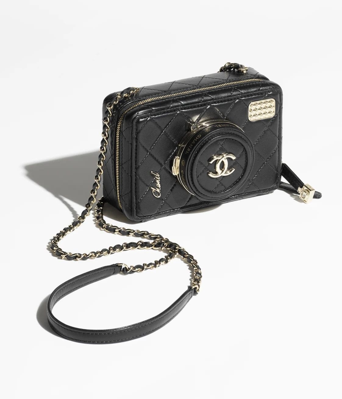 Ch**el CAMERA BAG Lambskin Black