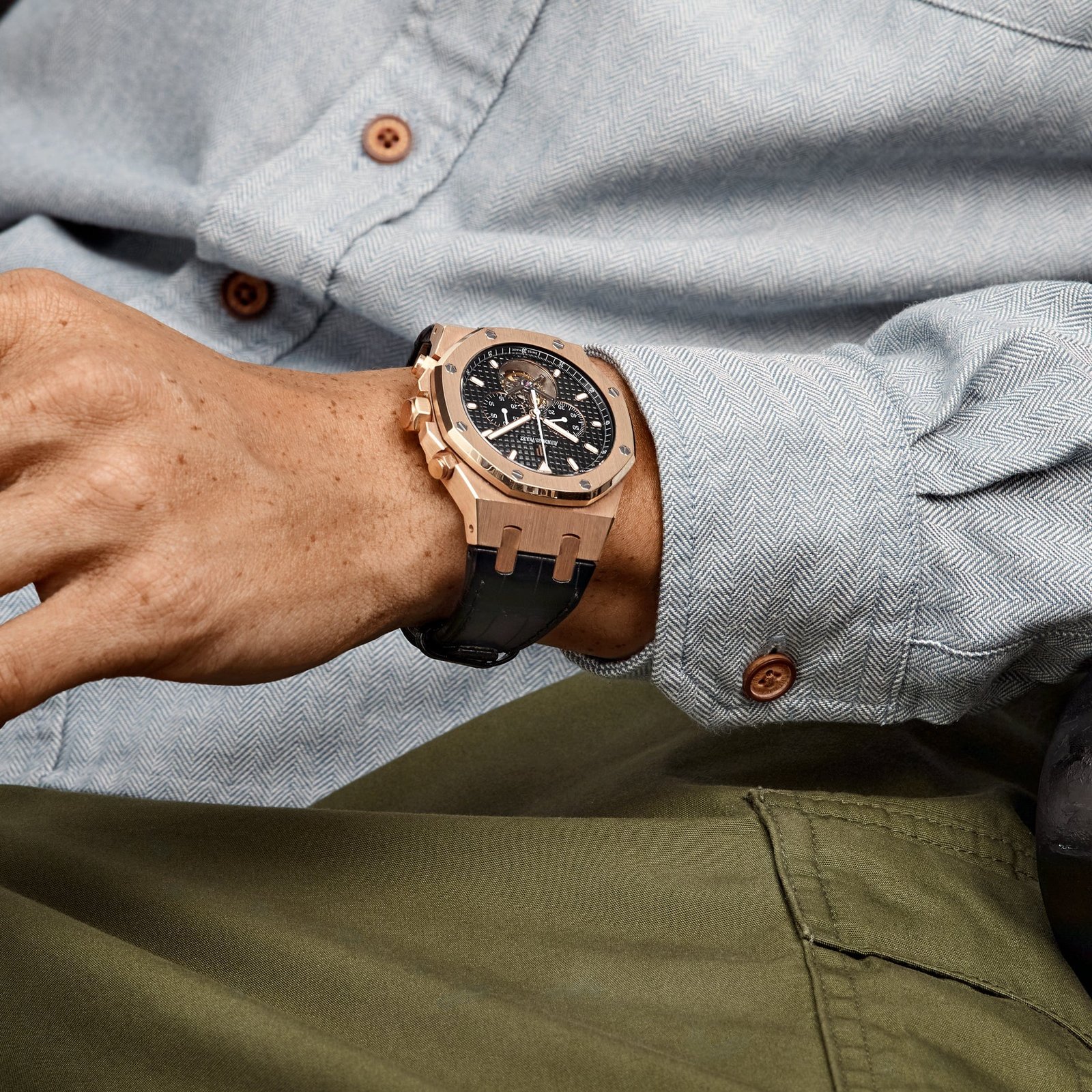 Audemars P1g*et Royal Oak 25977OR.OO.D002CR.01 Chronograph Tourbillon Rose Gold Black Dial
