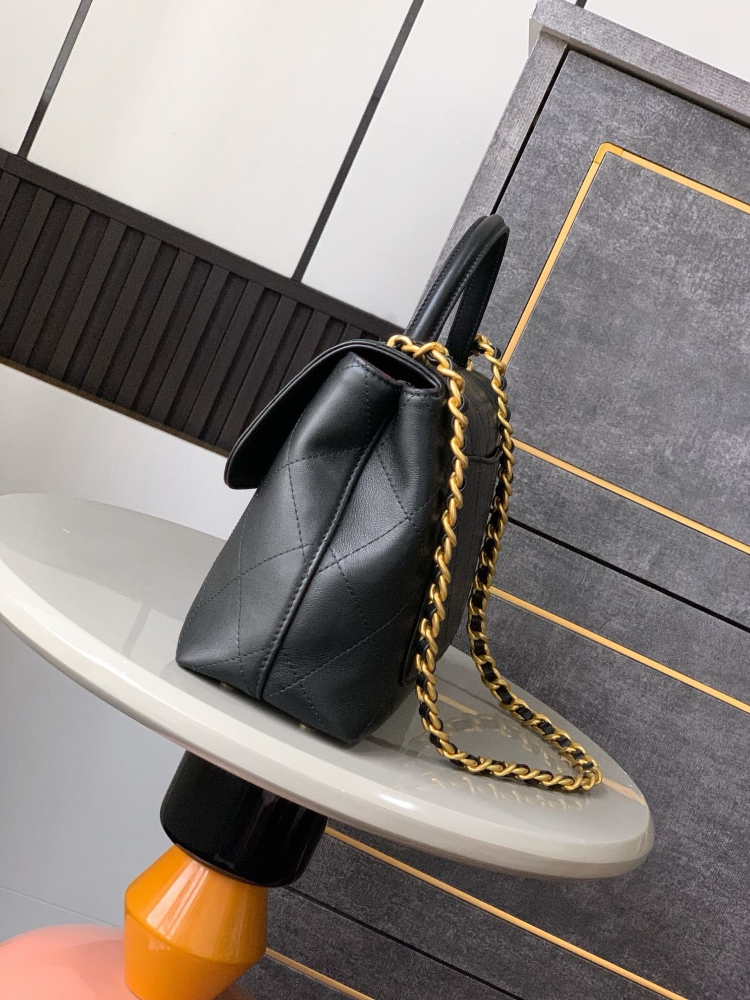 Ch**el LARGE FLAP BAG WITH TOP HANDLE