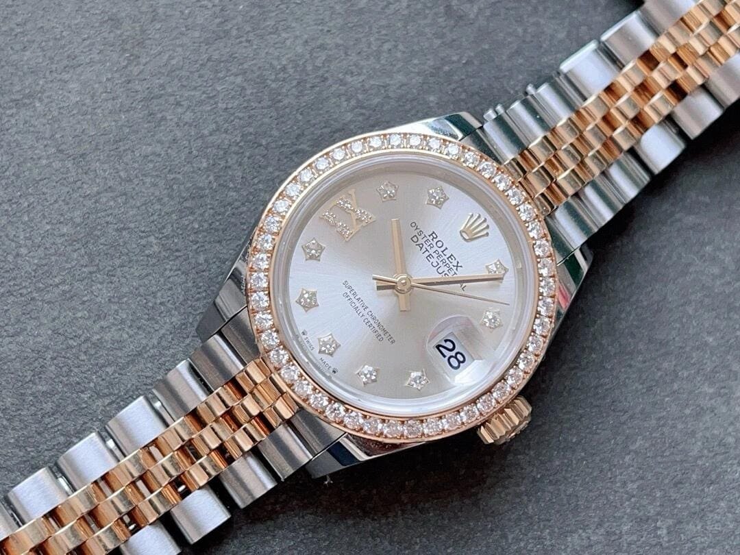 R01ex Lady-Datejust Silver D1am0nd Dial, D1am0nd Bezel, Steel & Gold, 279383RBR