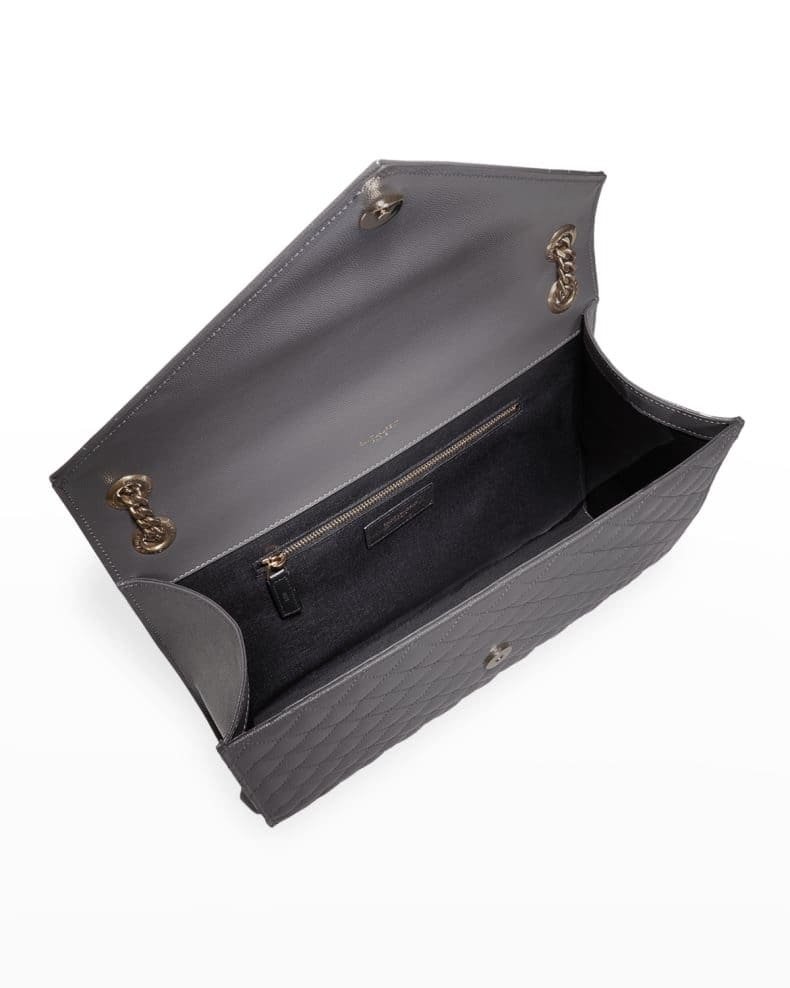 Sa1nt Lau*nt Envelope Triquilt Large Y51 Shoulder Bag in Grained Leather