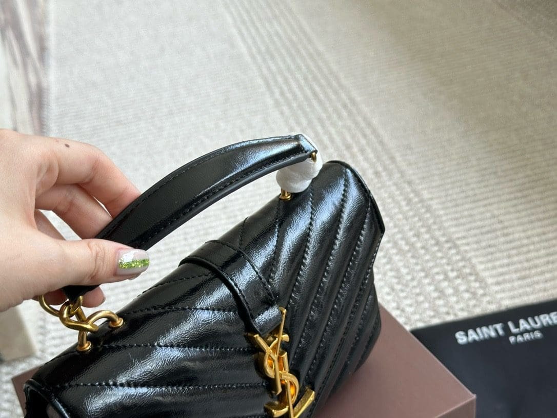 Sa1nt Lau*nt BLACK ‘COLLEGE MINI’ SHOULDER BAG
