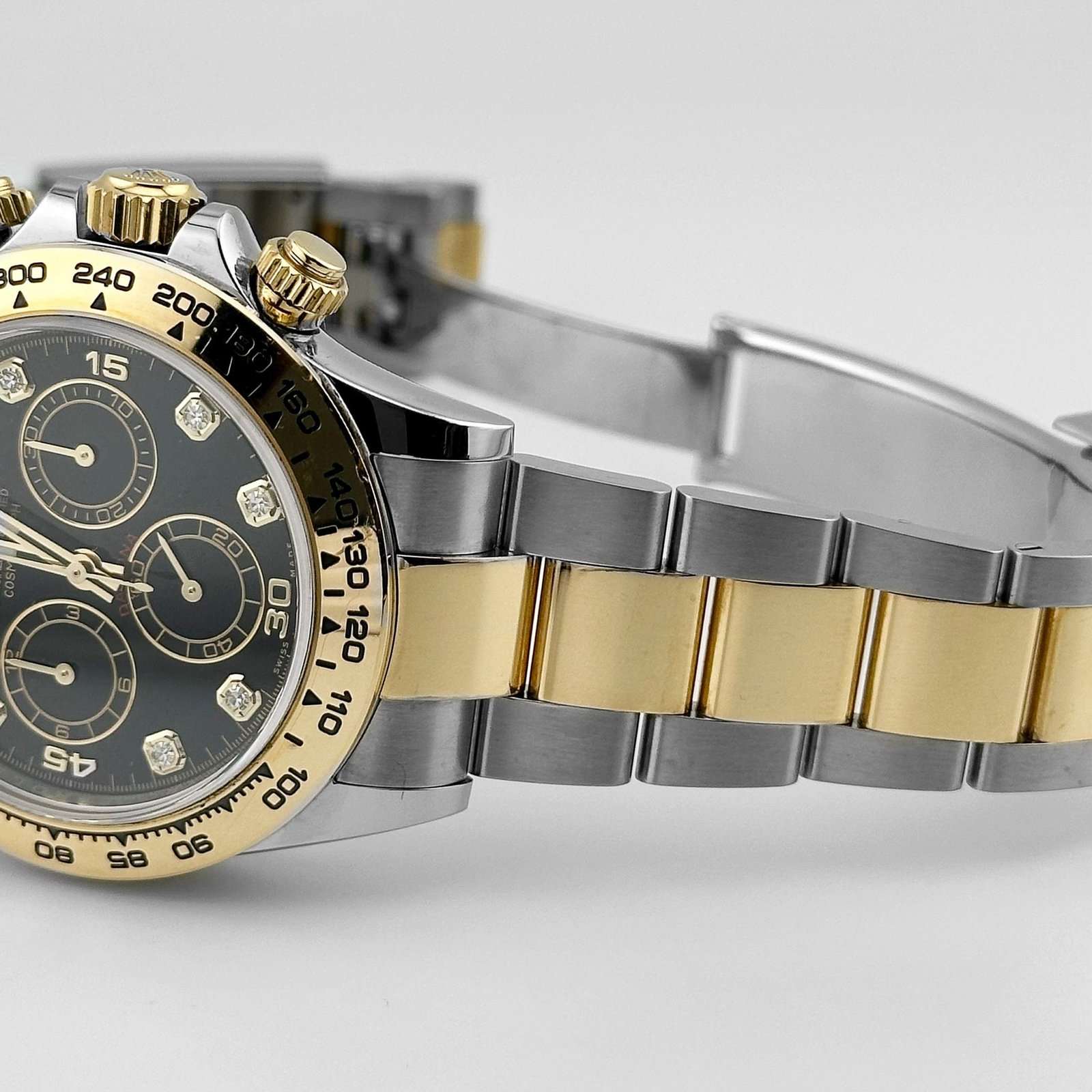 R01ex Daytona 116503 Yellow Gold Stainless Steel Black D1am0nd Dial (2018)