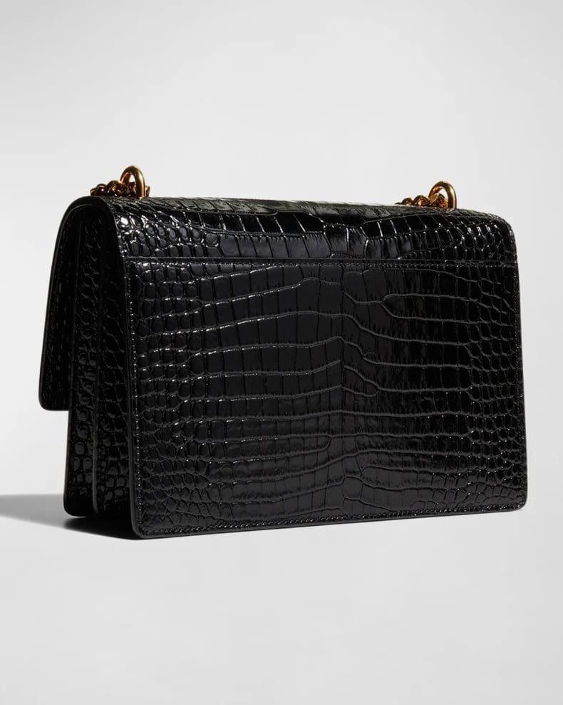 Sa1nt Lau*nt Sunset Medium Y51 Crossbody Bag in Croc-Embossed Leather