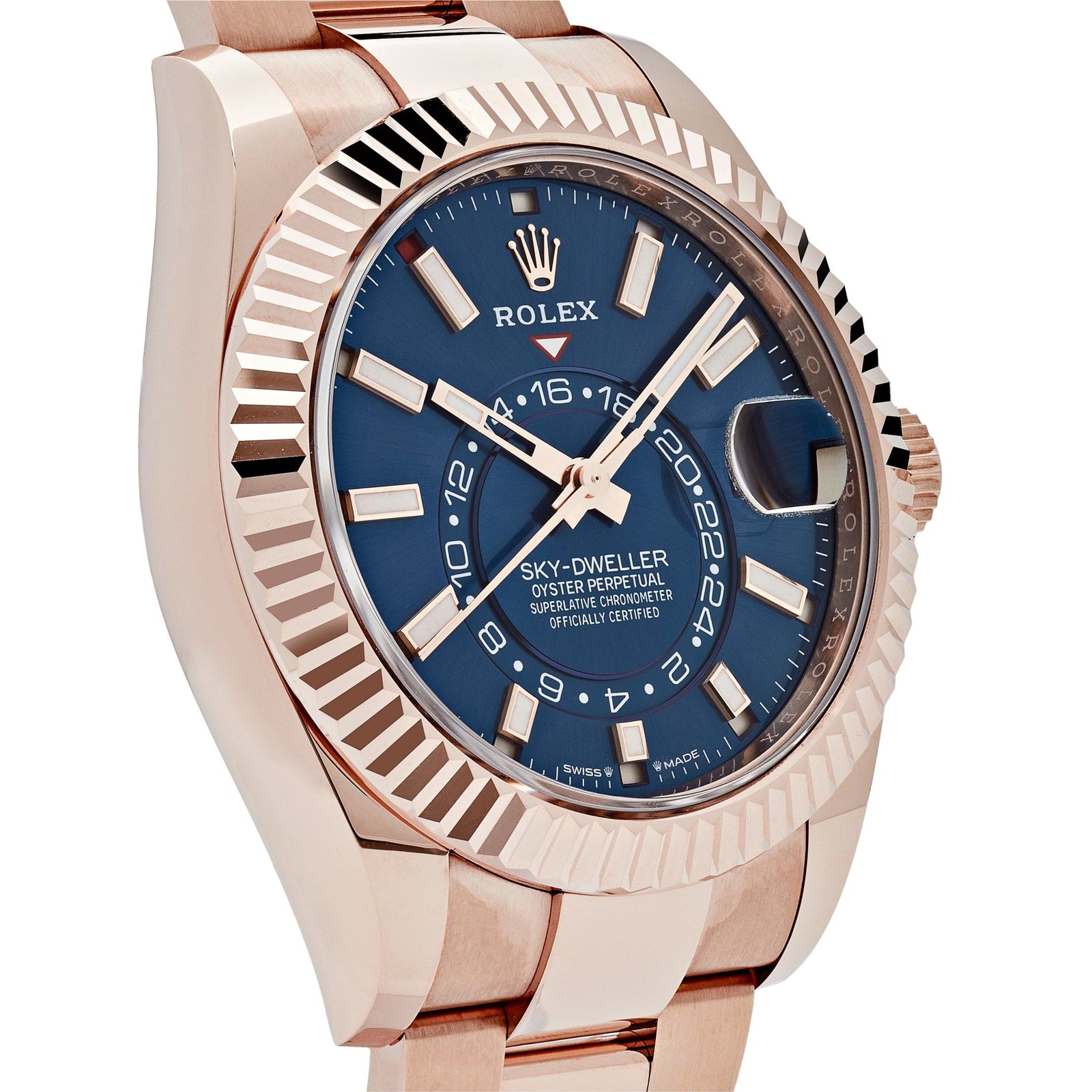 R01ex Sky-Dweller 336935 Rose Gold Blue Dial