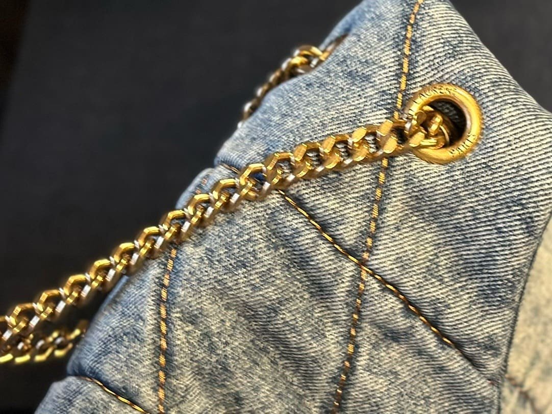 Sa1nt Lau*nt PUFFER SMALL IN SUEDE AND DENIM