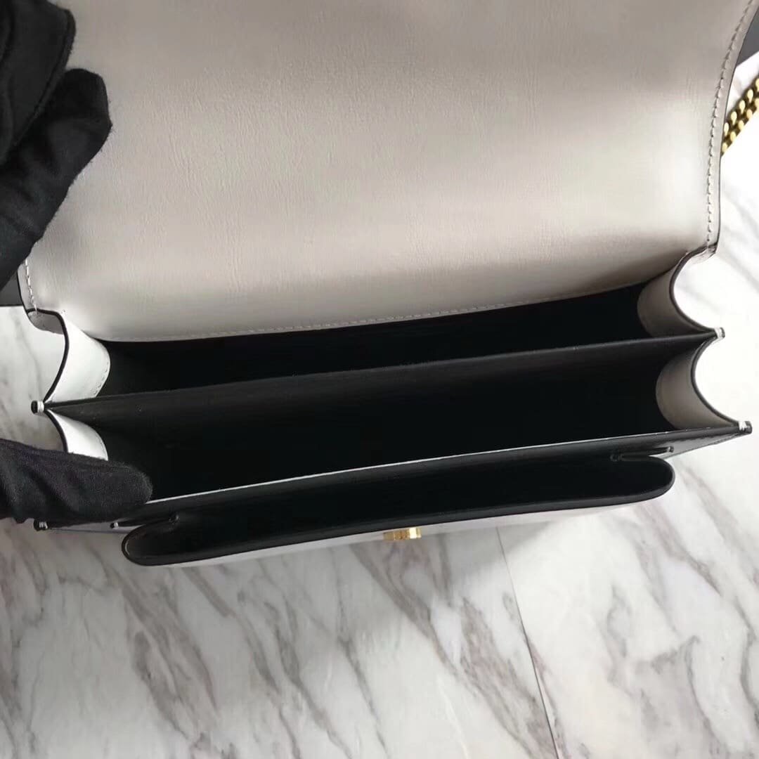 Sa1nt Lau*nt Calfskin Bi-Color Medium Monogram Sunset Black Pearl White