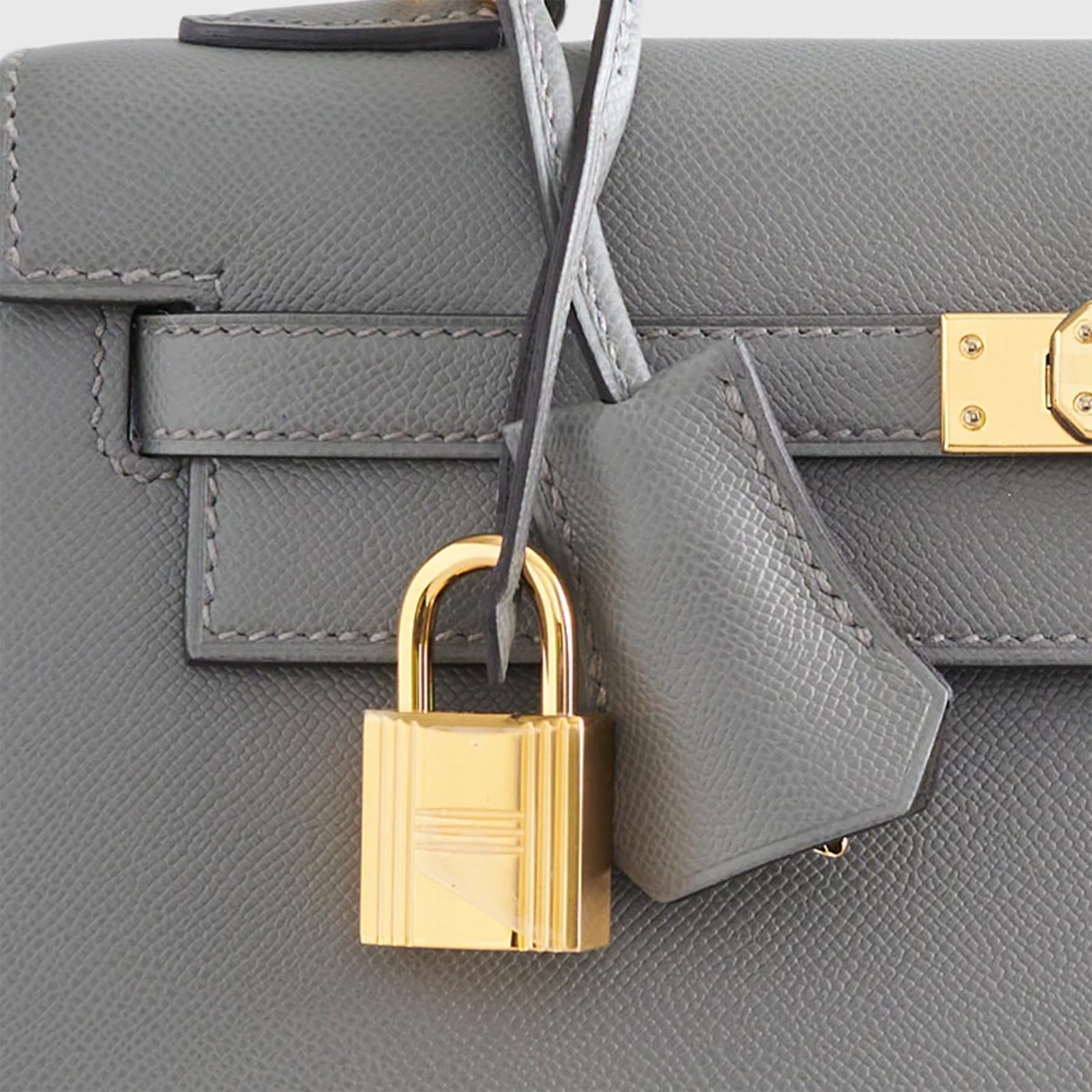 H**me5 Kelly 25 Veau Madame Gris Meyer Sellier Gold Hardware