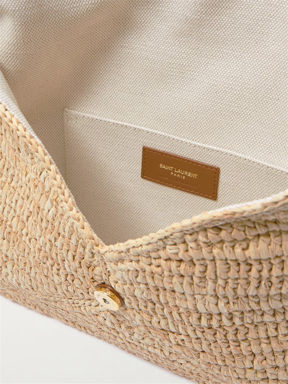 Sa1nt Lau*nt Cassandre Large Envelope Pouch in Raffia