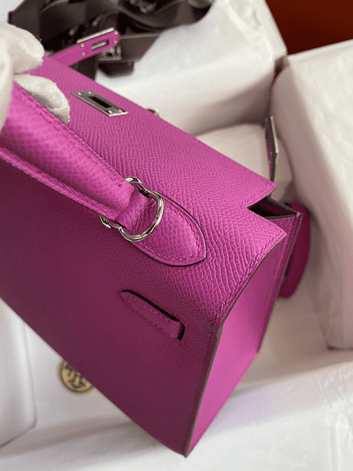 H**me5 Kelly Handbag Pink Epsom with Palladium Hardware 25