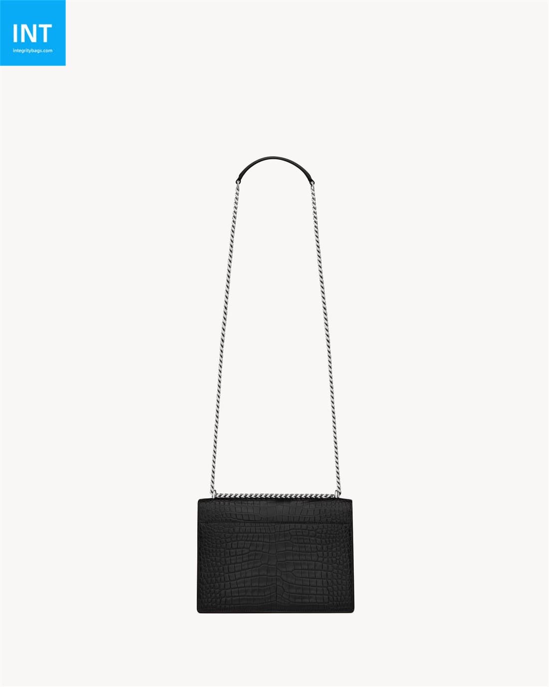 Sa1nt Lau*nt SUNSET MEDIUM IN CROCODILE-EMBOSSED LEATHER