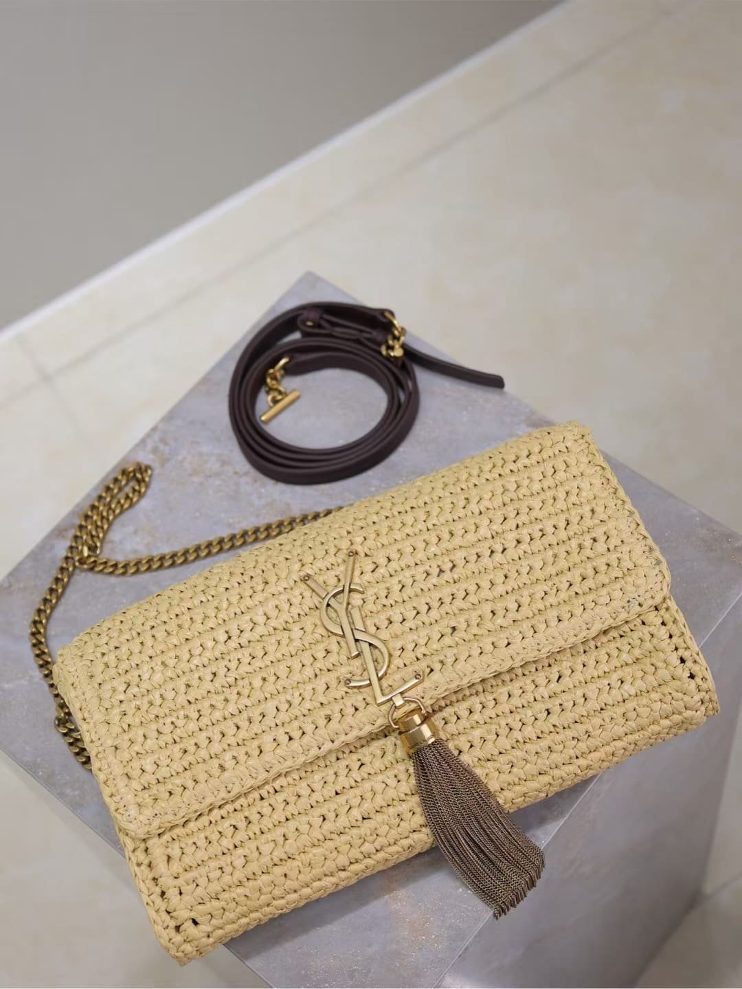 Sa1nt Lau*nt kate 99 tassel in raffia
