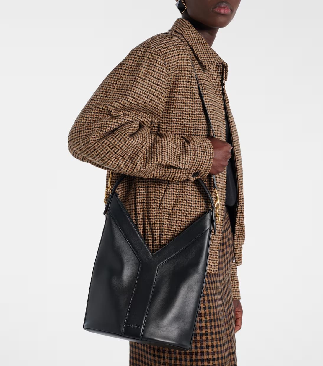 Sa1nt Lau*nt Y top-handle bucket in leather