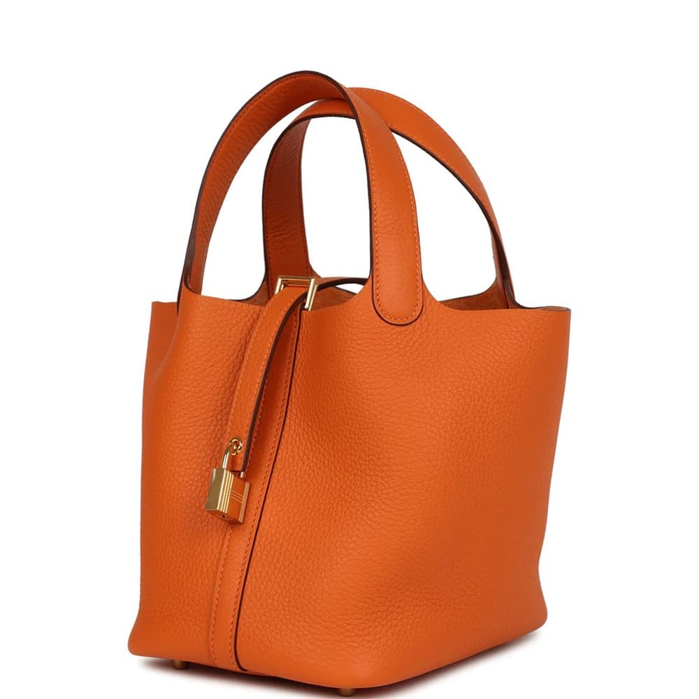H**me5 Picotin Lock 18 Orange Clemence Gold Hardware