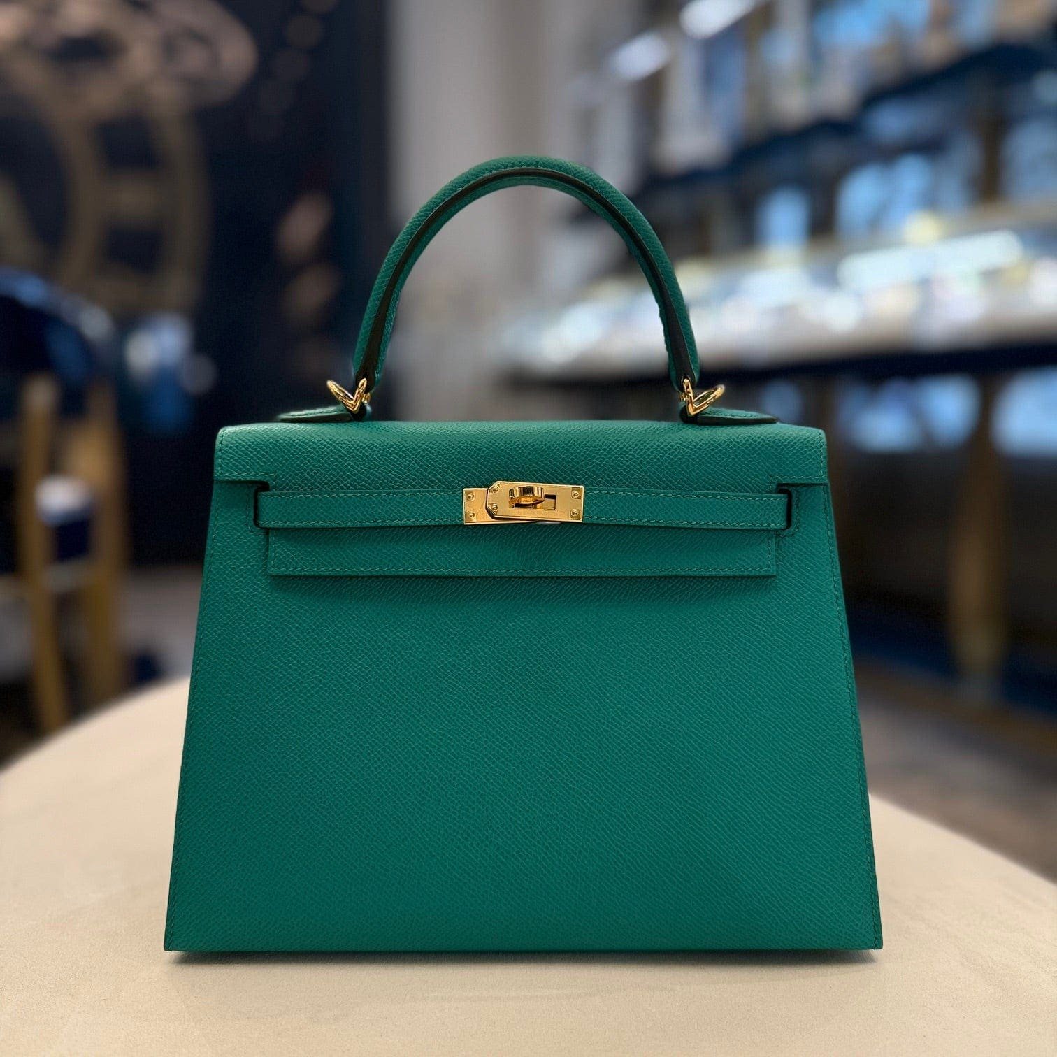 H**me5 Vert Jade Kelly 25 Sellier Epsom Gold Hardware