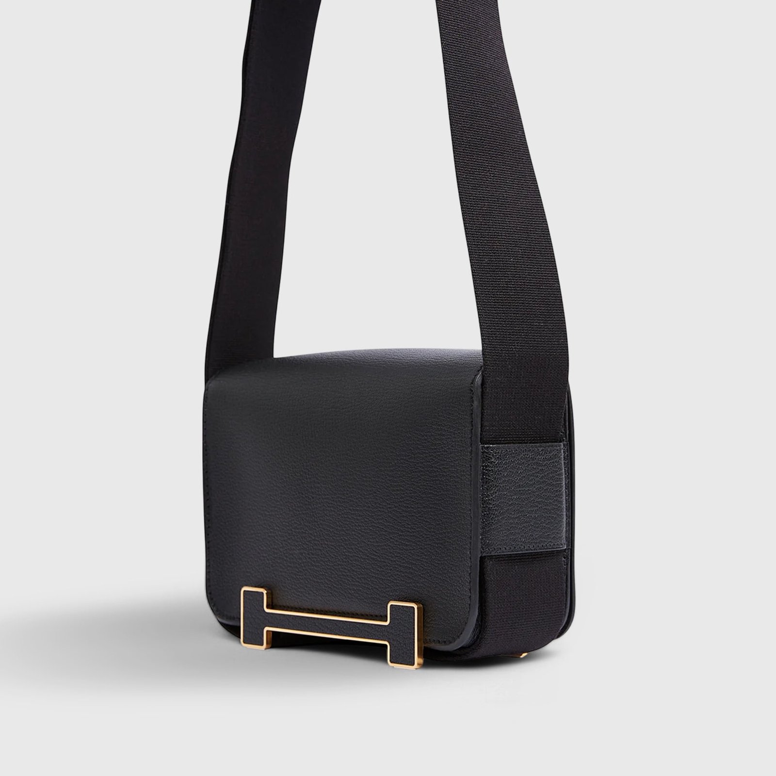 H**me5 Geta Bag Chevre Black Gold Hardware