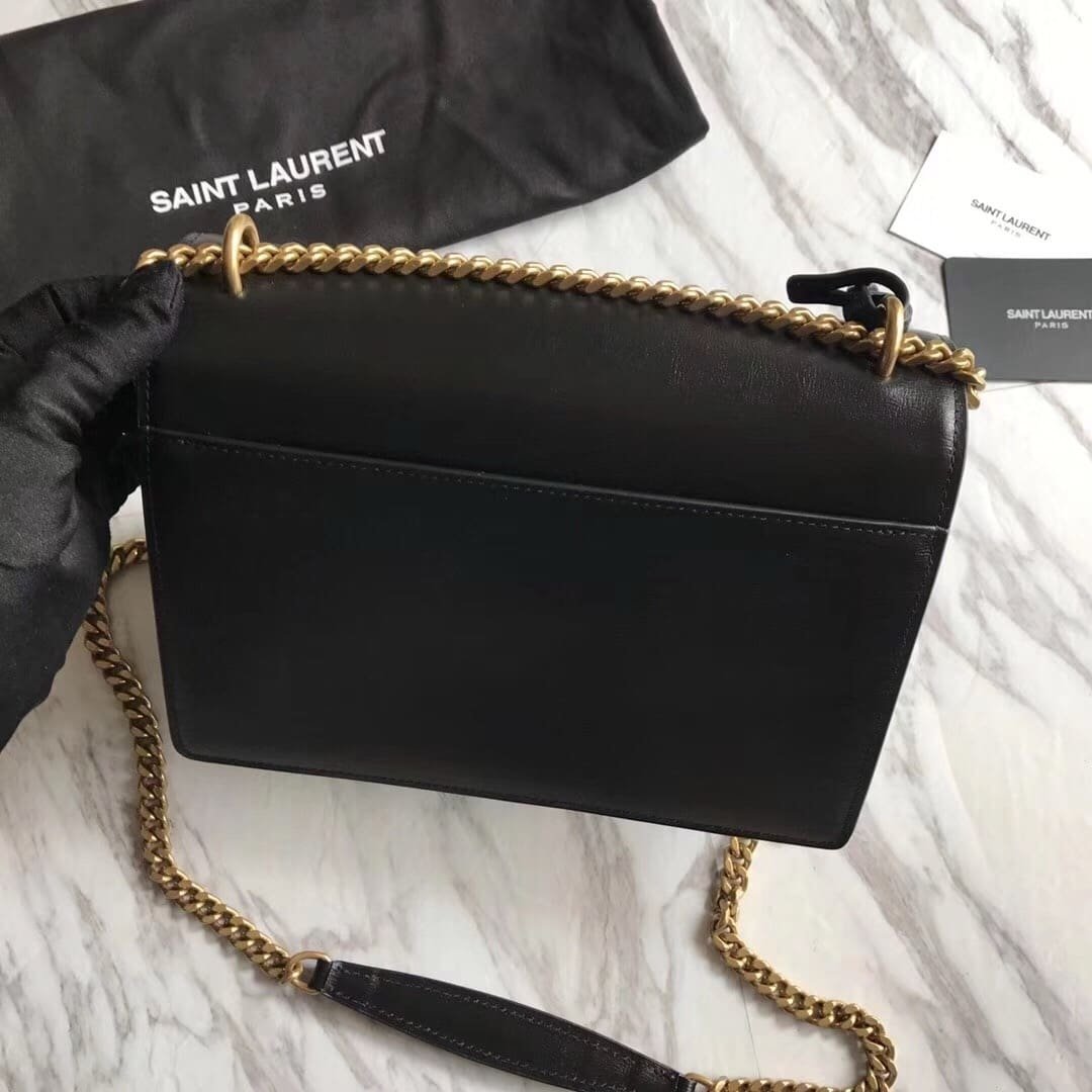 Sa1nt Lau*nt Calfskin Bi-Color Medium Monogram Sunset Black Pearl White