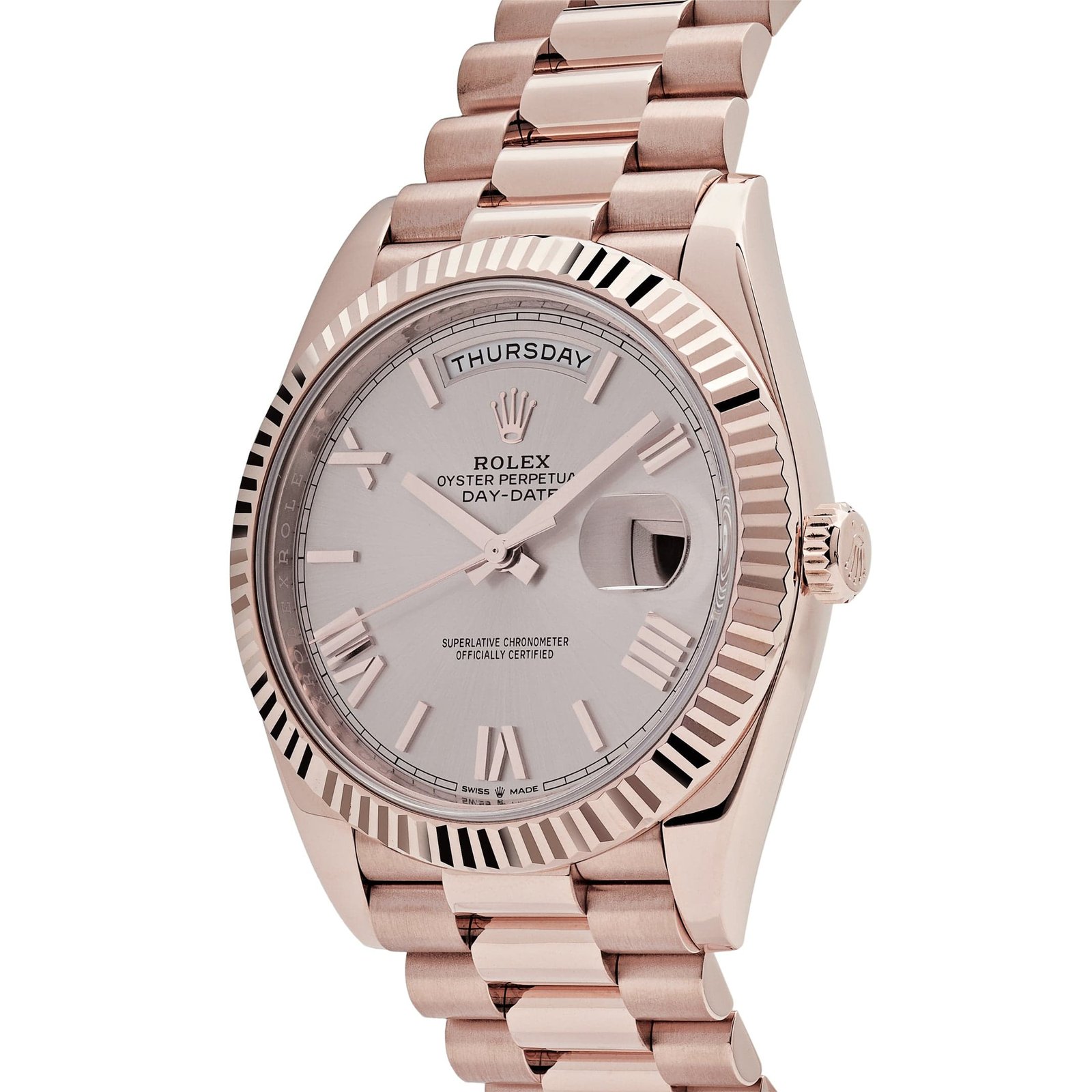 R01ex Day-Date 40 228235 Rose Gold Sundust Roman Dial
