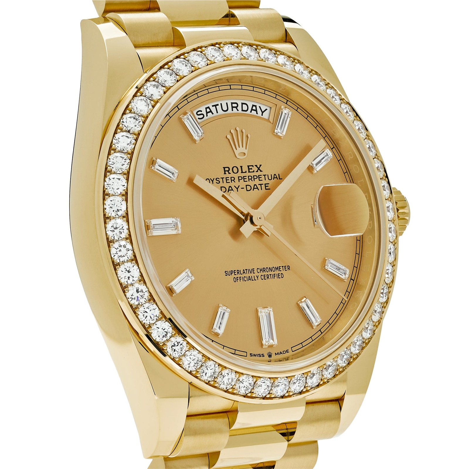 R01ex Day-Date 40 228348RBR Yellow Gold D1am0nd Bezel Champagne D1am0nd Dial