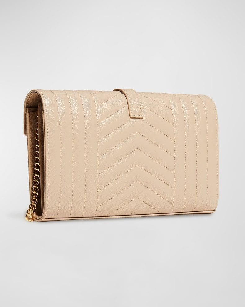 Sa1nt Lau*nt Envelope Triquilt Y51 Wallet on Chain in Grained Leather