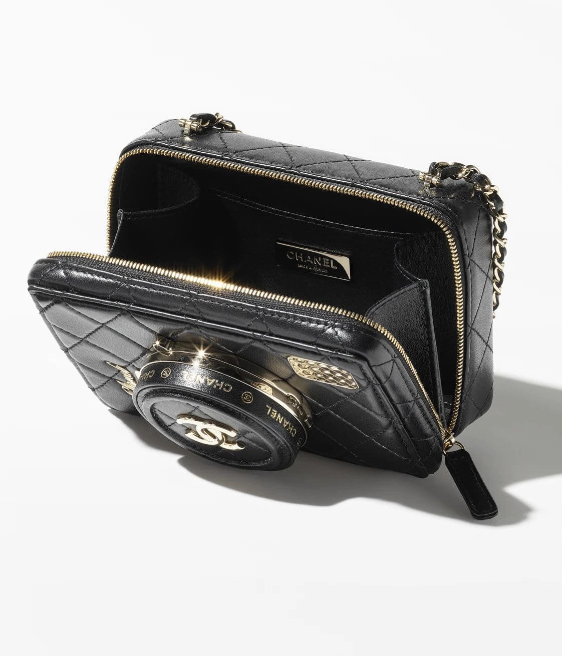 Ch**el CAMERA BAG Lambskin Black