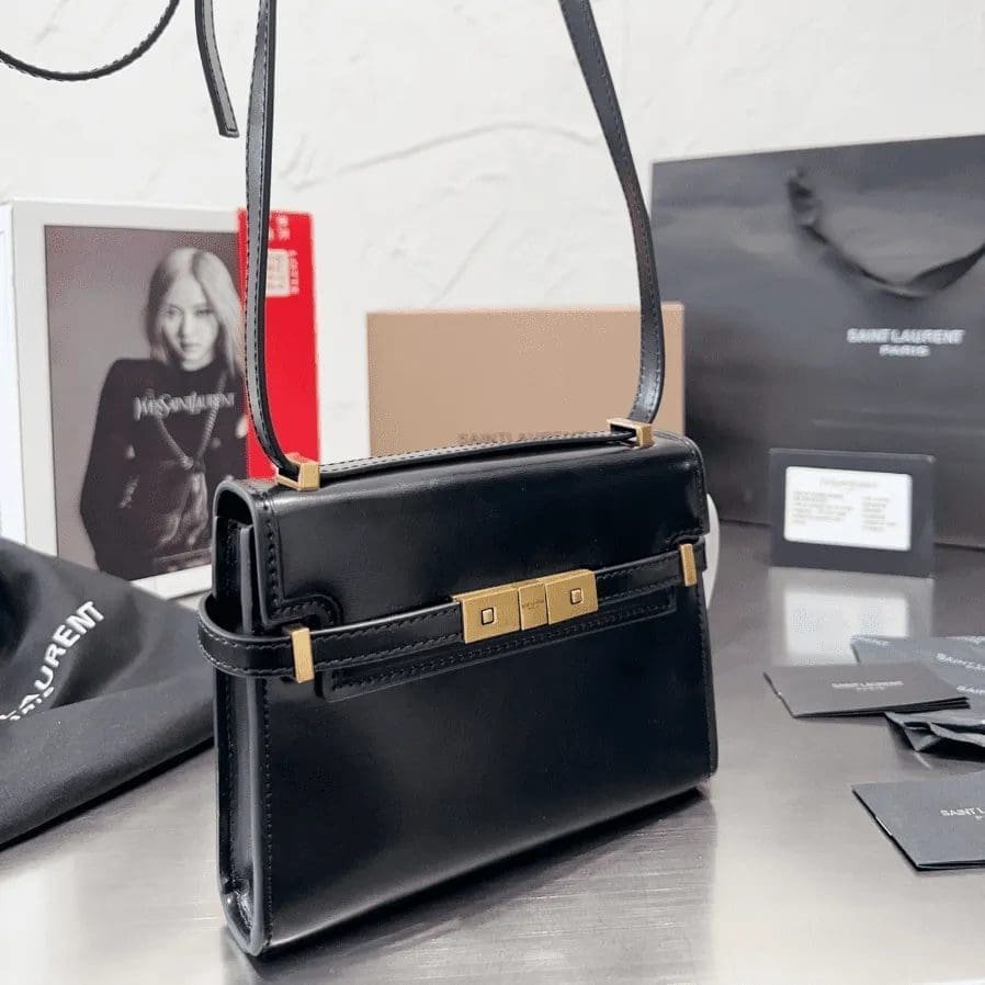 Sa1nt Lau*nt MANHATTAN SMALL SHOULDER BAG IN BOX Sa1nt Lau*nt LEATHER