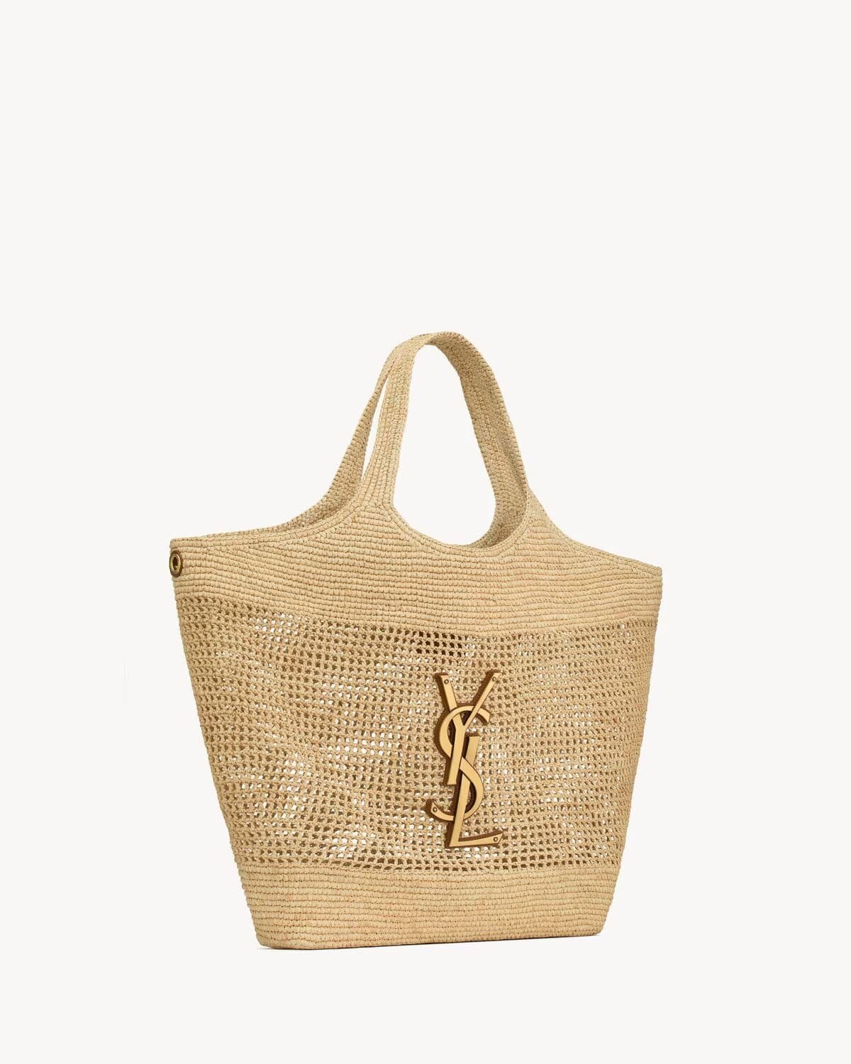 Sa1nt Lau*nt ICARE IN RAFFIA NATUREL AND BROWN GOLD