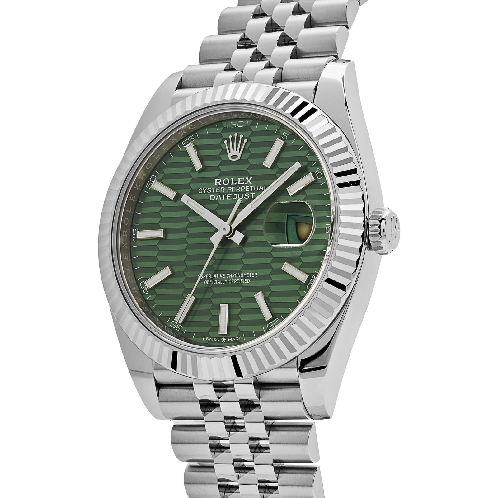 R01ex Datejust 41 126334 Stainless Steel Fluted Motif Green Dial Jubilee
