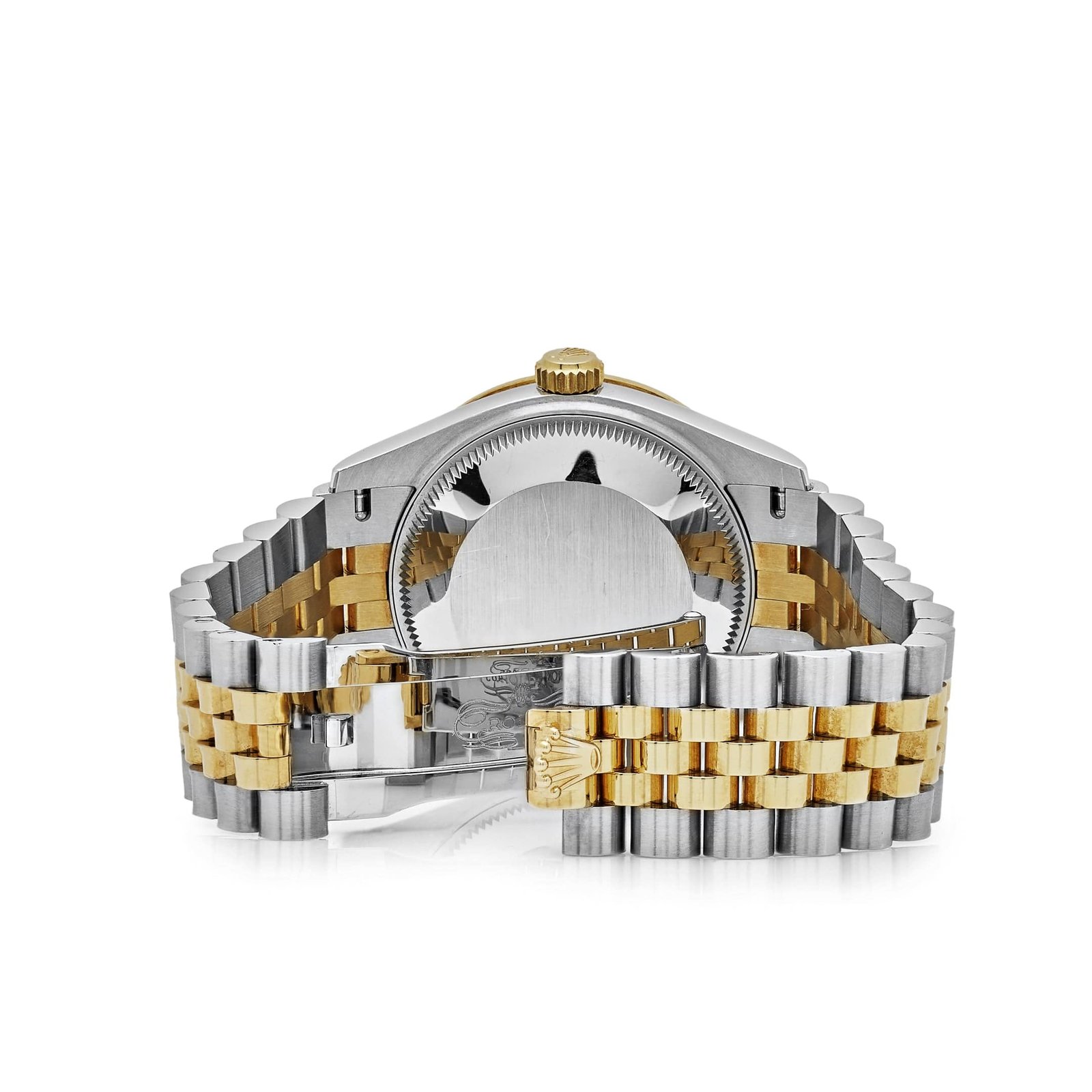 R01ex Datejust 31 278383RBR ‘Ladies’ Yellow Gold Stainless Steel Green Roman Dial D1am0nd Bezel