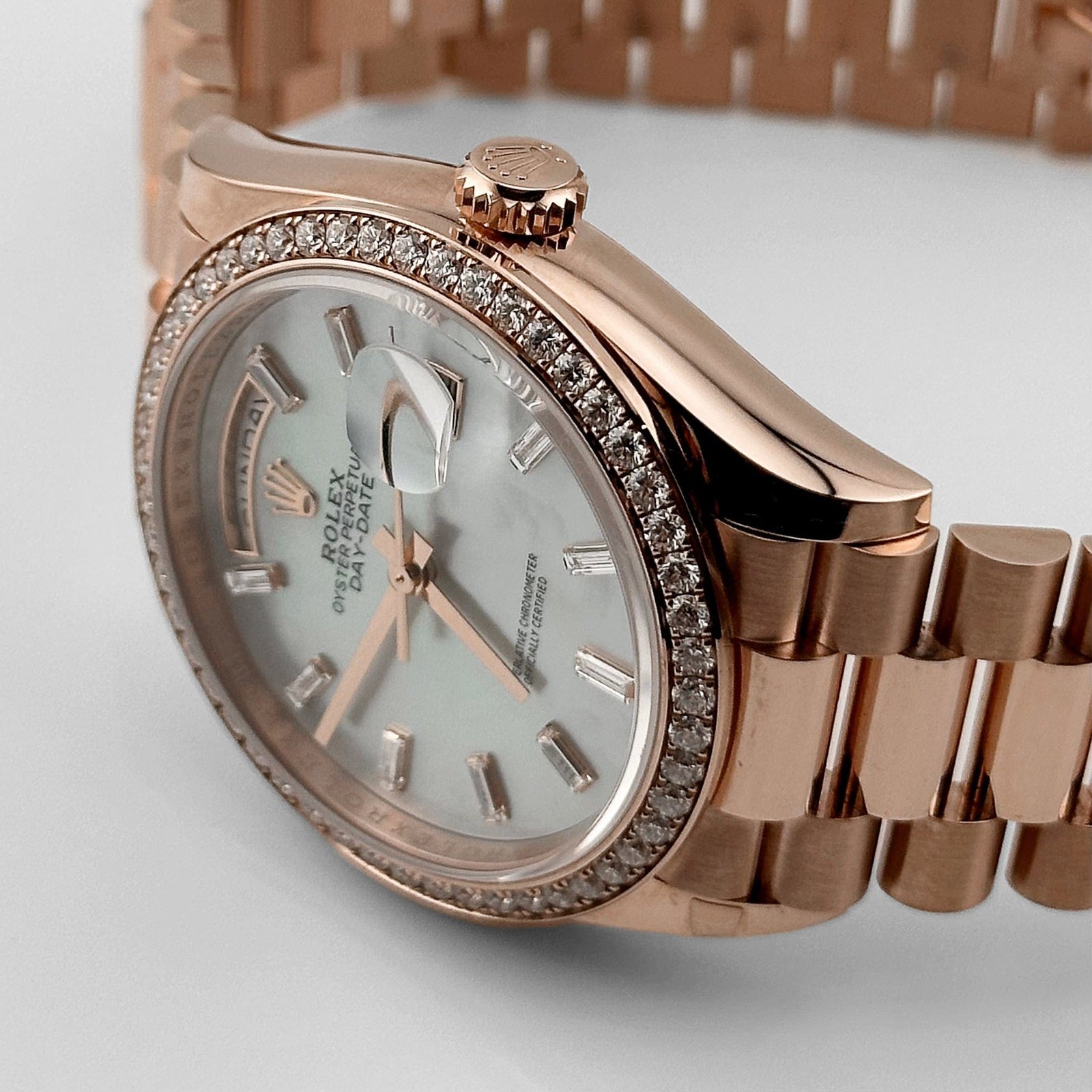 R01ex Day-Date 36 128345RBR Rose Gold Mother of Pearl D1am0nd Bezel (2025)
